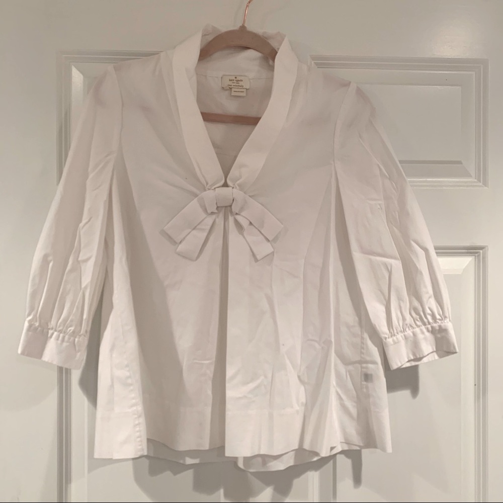 Kate Spade Cotton White tie neck blouse